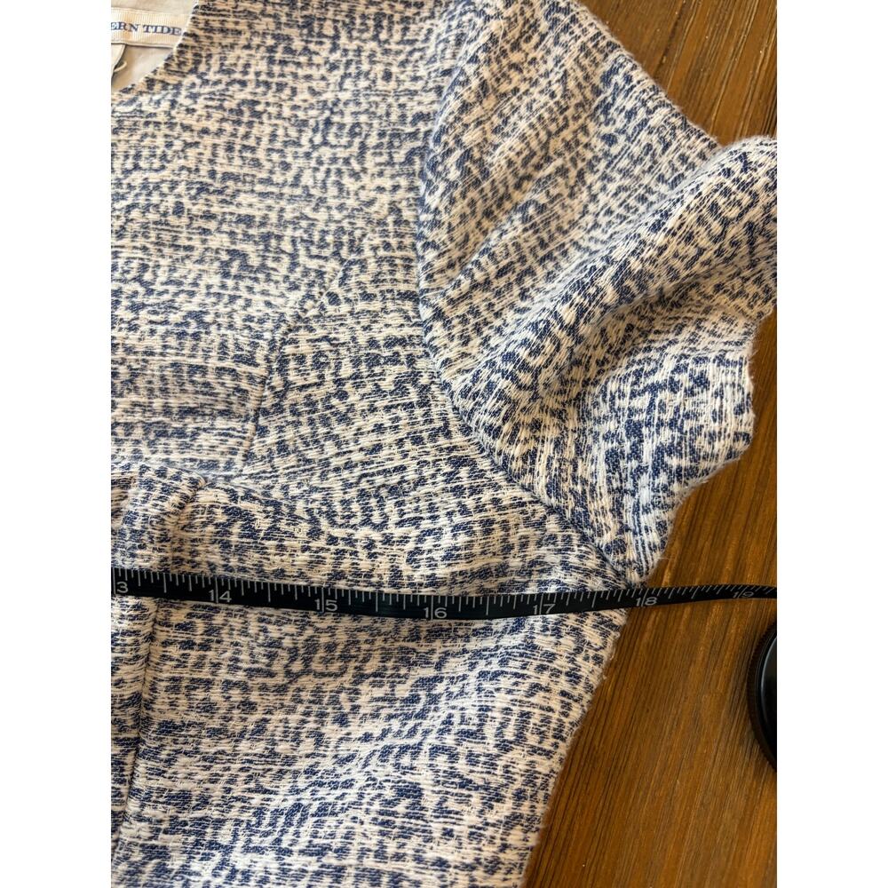 Southern Tide Blue White Textured Shift Dress Size 6 Short Sleeve Back Zip - Picture 6 of 6